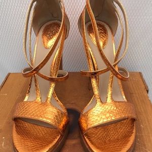 Chloe, size 39.5, leather heeled sandal, copper